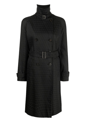 Fendi Pre-Owned Zucca-jacquard trench coat - Black
