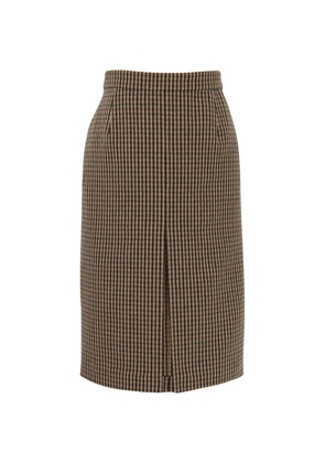 Saint Laurent Vichy Wool-Blend Midi Skirt