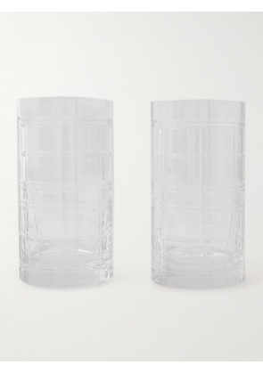Ralph Lauren Home - Hudson Plaid Set of Two Highball Crystal Glasses - Men - Neutrals