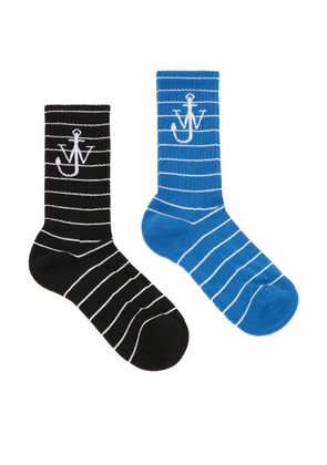 Jw Anderson Cotton-Blend Striped Logo Socks (Pack Of 2)