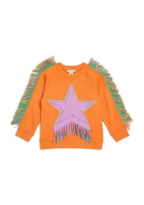 Stella Mccartney Kids Organic Cotton Fringed Star Sweatshirt (3-14+ Years)