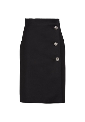 Prada Mohair-Wool Embellished Midi Skirt
