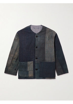 Applied Art Forms - CU1-1 Padded Patchwork Striped Cotton-Gabardine Jacket - Men - Blue