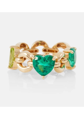 Nadine Aysoy Catena Petite 18kt gold ring with tourmaline, peridot and emerald