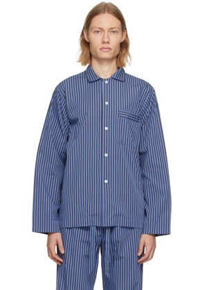 Tekla Blue & Brown Oversized Pyjama Shirt
