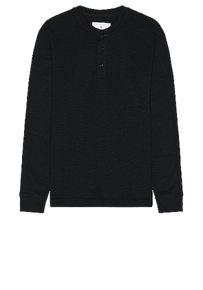 Reigning Champ Slub Long Sleeve Henley in Black - Black. Size S (also in ).