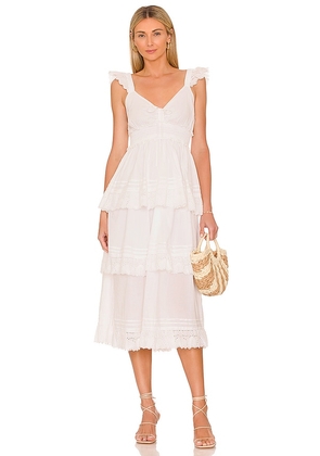 Cleobella Amora Midi Dress in White. Size L.