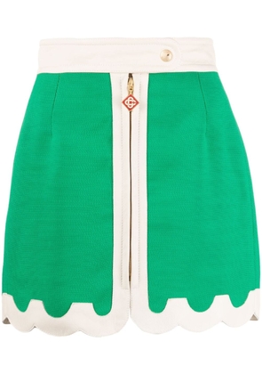 Casablanca scalloped leather-trimmed miniskirt - Green