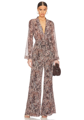L'AGENCE Echo Jumpsuit in Brown. Size 2.