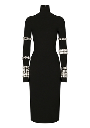 Dolce & Gabbana KIM DOLCE&GABBANA Milano-rib embellished midi dress - Black