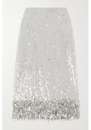 Valentino Garavani - Embellished Sequined Tulle Midi Skirt - Silver - IT38,IT40,IT42,IT44