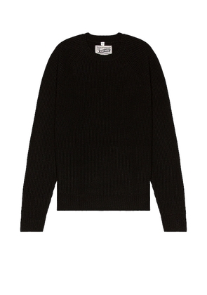 Schott Ribbed Wool Crewneck Sweater in Black. Size L, M, XL, XXL.