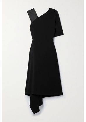 Co - One-sleeve Satin-trimmed Jersey Midi Dress - Black - x small,small,medium,large,x large