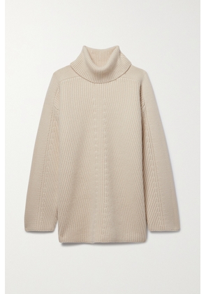 Co - Ribbed Cashmere Turtleneck Sweater - Ivory - x small,small,medium,large,x large