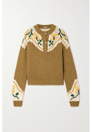 Mother - The Henley Jacquard-knit Cotton Sweater - Yellow - x small,small,medium,large,x large