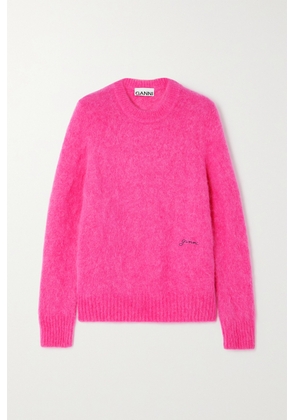 GANNI - + Net Sustain Embroidered Brushed Alpaca-blend Sweater - Pink - xx small,x small,small,medium,large,x large