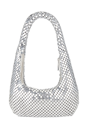 8 Other Reasons Sequined Shoulder Bag in Metallic Silver.