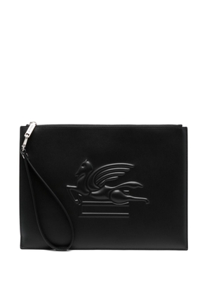 ETRO Pegaso logo-embossed clutch bag - Black