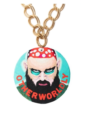 Walter Van Beirendonck embroidered pendant chain necklace - Gold