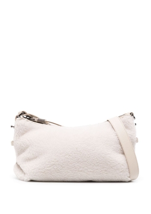 Brunello Cucinelli fleece-texture shoulder bag - White
