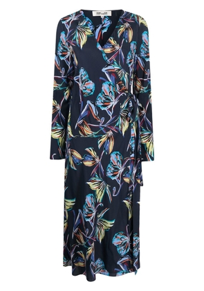 DVF Diane von Furstenberg floral-print wrap dress - Blue