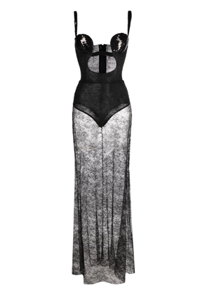 Nensi Dojaka sequin-embellished lace-skirt maxi dress - Black