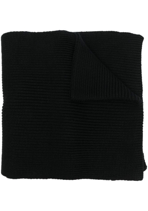 Zegna logo-embroidered knit scarf - Black