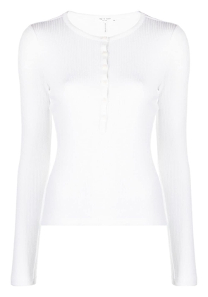 rag & bone Henley button-up ribbed-knit top - White