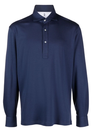Brunello Cucinelli silk-cotton polo shirt - Blue