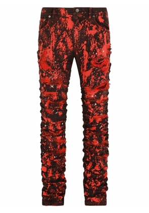 Dolce & Gabbana distressed acid-wash jeans - Red