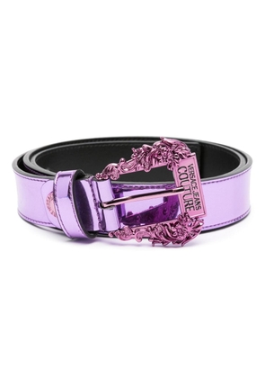 Versace Jeans Couture logo-engraved patent-leather belt - Purple