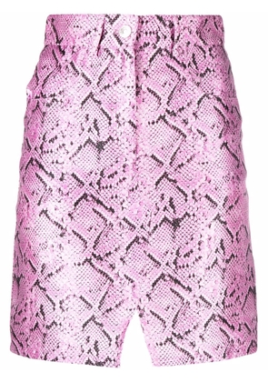 MSGM crocodile-print pencil mini skirt - Pink