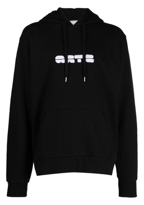 ARTE logo-embroidered drawstring cotton hoodie - Black