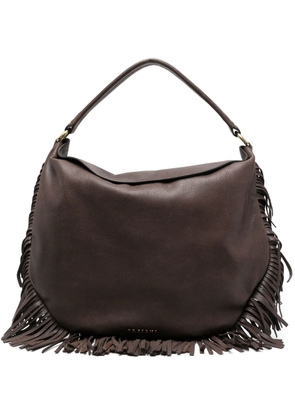 Orciani logo-plaque fringed tote bag - Brown