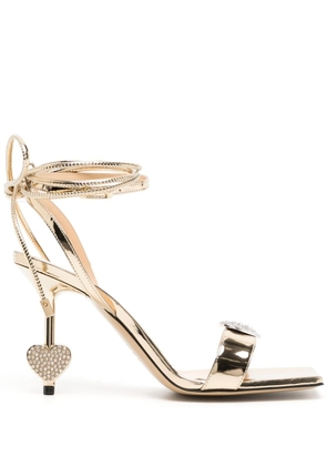 MACH & MACH crystal-embellished heart sandals - Gold