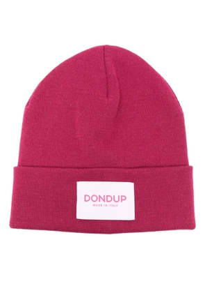 DONDUP logo-patch fine-knit beanie - Pink