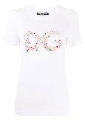 Dolce & Gabbana floral-logo short-sleeve T-shirt - White