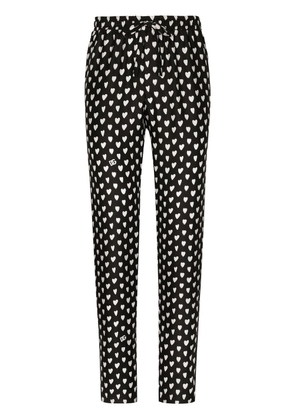 Dolce & Gabbana heart-print silk pyjama bottoms - Black