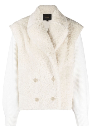 Maje faux-fur double-breasted jacket - Neutrals