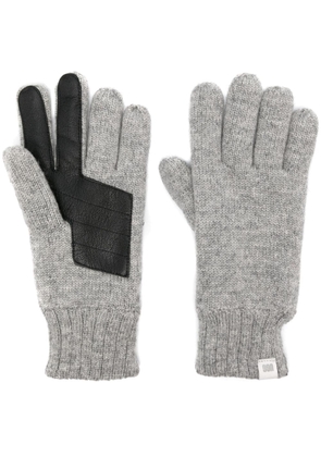 UGG mélange-effect panelled-leather gloves - Grey
