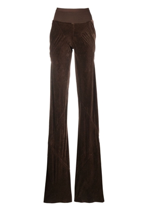 Rick Owens long-length velvet flared trousers - Brown