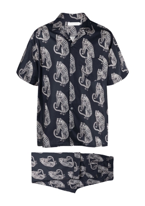 Desmond & Dempsey tiger-print pyjama set - Black