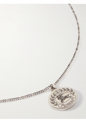 Burberry - Logo-Engraved Palladium-Plated Pendant Necklace - Men - Silver