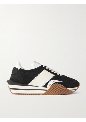 TOM FORD - James Rubber-Trimmed Leather, Suede and Nylon Sneakers - Men - Black - UK 6