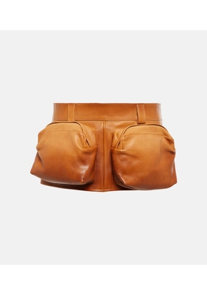 Miu Miu Leather cargo miniskirt