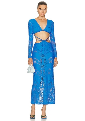 PatBO Stretch Lace Maxi Dress in Cobalt - Blue. Size 8 (also in ).