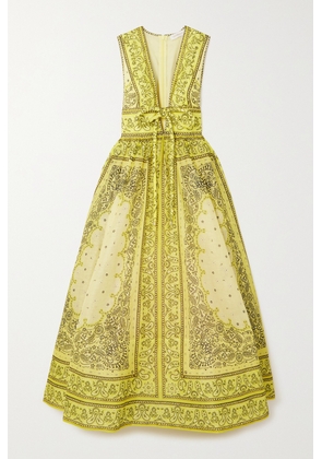 Zimmermann - Matchmaker Printed Linen And Silk-blend Gown - Yellow - 00,0,1,2,3,4