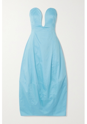 Cult Gaia - Chiara Strapless Panelled Cotton-blend Poplin Midi Dress - Blue - US0,US2,US4,US6,US8,US10,US12