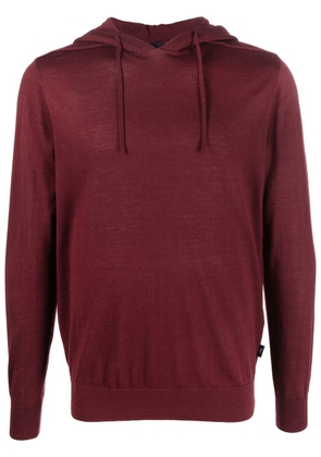 Emporio Armani virgin wool blend hoodie - Red