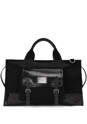 Dolce & Gabbana logo-tag canvas holdall bag - Black